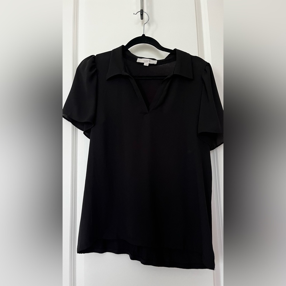 Loft mixed media black top